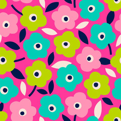 Cute hand drawn floral seamless pattern background.