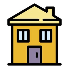 House building icon. Outline house building vector icon color flat isolated
