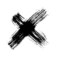 Black Hand drawn cross symbol