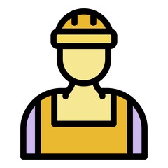 Builder avatar icon. Outline builder avatar vector icon color flat isolated