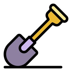 Construction shovel icon. Outline construction shovel vector icon color flat isolated