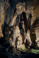 Rock formations inside a cave