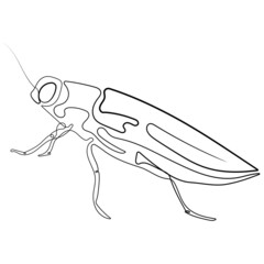 Wildlife of insects. Continuous one line drawing of bug silhouette isolated on white background. Bug for background, logo or tattoo.