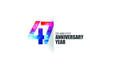 47 year anniversary full color polygon geometry style background for event, birthday, gift - vector