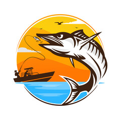 shark and fish logo