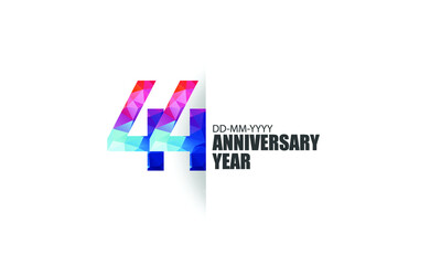 44 year anniversary full color polygon geometry style background for event, birthday, gift - vector