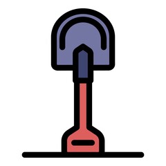 Travel shovel icon. Outline travel shovel vector icon color flat isolated