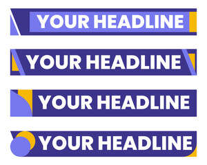 Set of lower third headline news template in flat style
