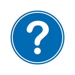 Vector FAQ (Frequently Asked Questions) symbol. Blue circle with question mark. Isolated on white background. 