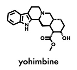Fototapeta premium Yohimbine alkaloid molecule. Used as aphrodisiac drug. Skeletal formula.