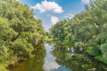 Fototapeta na wymiar Wda river at summer time in Poland.