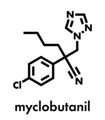 Myclobutanil antifungal molecule (triazole class). Skeletal formula.