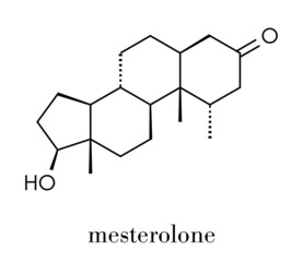 Fototapeta premium Mesterolone androgen molecule. Skeletal formula.