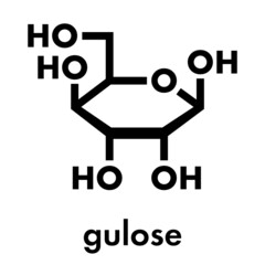 Gulose molecule (beta-D-gulopyranose form). Skeletal formula.