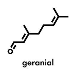 Geranial lemon fragrance molecule. Skeletal formula.