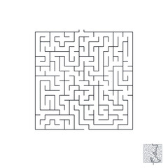 Vector Square Maze - Labyrinth with Included Solution in Balck & Red. Funny & Educational Mind Game for Coordination, Problems Solving, Decision Making Skills Test.