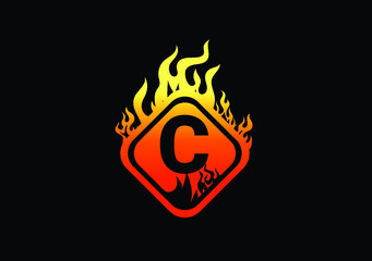 Fire C Letter Logo And Icon Design Template