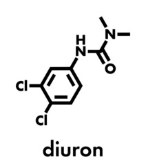 Diuron (DCMU) herbicide molecule. Skeletal formula.