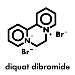 Diquat dibromide contact herbicide molecule. Skeletal formula.