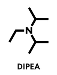 DIPEA (N,N-diisopropylethylamine, H&uuml;nig's base) molecule. Skeletal formula.