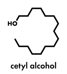 Cetyl (or palmityl) alcohol molecule. Constituent of cetostearyl alcohol (cetearyl alcohol, cetylstearyl alcohol). Skeletal formula.