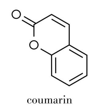 Coumarin Herbal Fragrant Molecule. Responsible For The Scent New-mown Hay. Skeletal Formula.