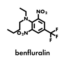Benfluralin herbicide molecule. Skeletal formula.