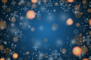 Fototapeta premium Christmas bokeh blur background, snowflakes and dust with beautiful glittering lights.