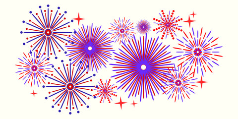 fireworks with blue and red colour