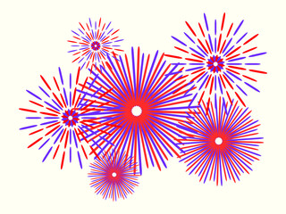 vector holiday fireworks. blue, red