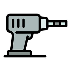 Electric drill icon. Outline electric drill vector icon color flat isolated