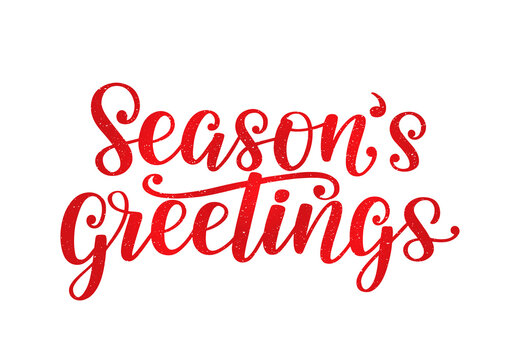 Season's greetings hand-sketched lettering quote isolated on white. Season's greeting typography poster as holidays design.