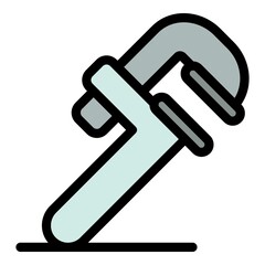 Adjustable wrench icon. Outline adjustable wrench vector icon color flat isolated