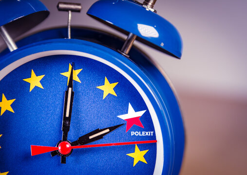 Retro alarm EU clock representing the conflict with Poland and Polexit