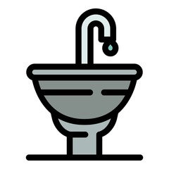 Washbasin icon. Outline washbasin vector icon color flat isolated