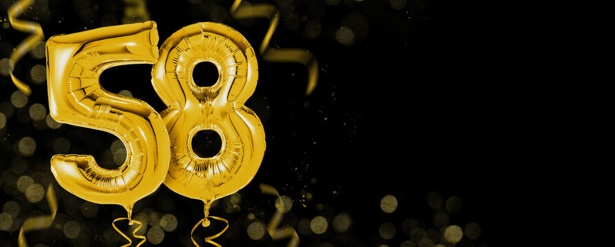 Golden balloons with copy space - Number 58