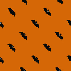Vector seamless pattern with bat. Creative design with bat on the orange background. Vector illustration. Textile pattern, print pattern