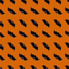 Fototapeta premium Vector seamless pattern with bat. Creative design with bat on the orange background. Vector illustration. Textile pattern, print pattern