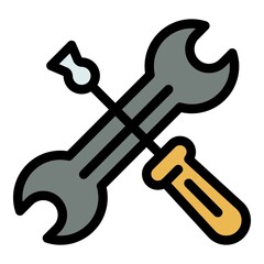 Repairman tool screwdriver icon. Outline repairman tool screwdriver vector icon color flat isolated