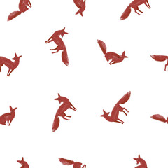 Seamless pattern with hand foxes. Stylish illustration, perfect for winter wrapping paper or fabric.
