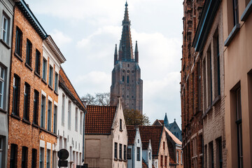 Traditional Cathedral building in Bruges, Belgium