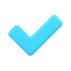 Blue check mark consent 3d icon vector illustration