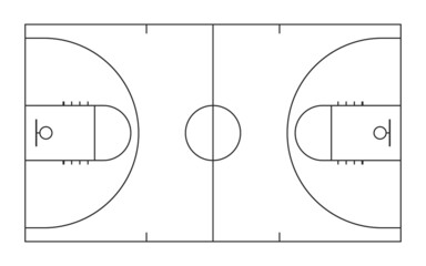 top view of basketball court line. vector illustration