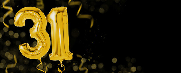 Golden balloons with copy space - Number 31 - obrazy, fototapety, plakaty