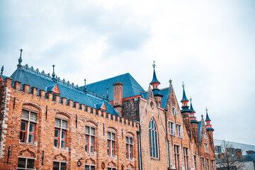 Street view of downtown in Bruges, Belgium