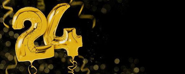 Golden balloons with copy space - Number 24