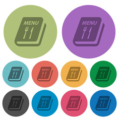 Fototapeta premium Menu with fork and knife color darker flat icons
