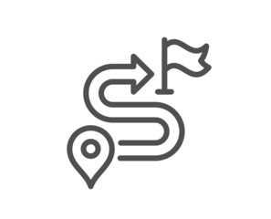 Journey line icon. Road path sign. Route map distance symbol. Quality design element. Linear style journey icon. Editable stroke. Vector