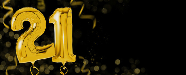 Golden balloons with copy space - Number 21 - obrazy, fototapety, plakaty