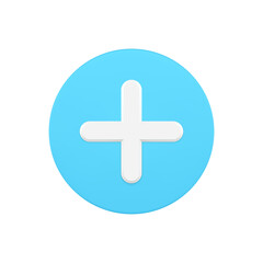 Obraz premium Navigation button plus 3d blue icon vector illustration